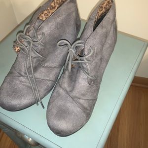 Grey platform booties